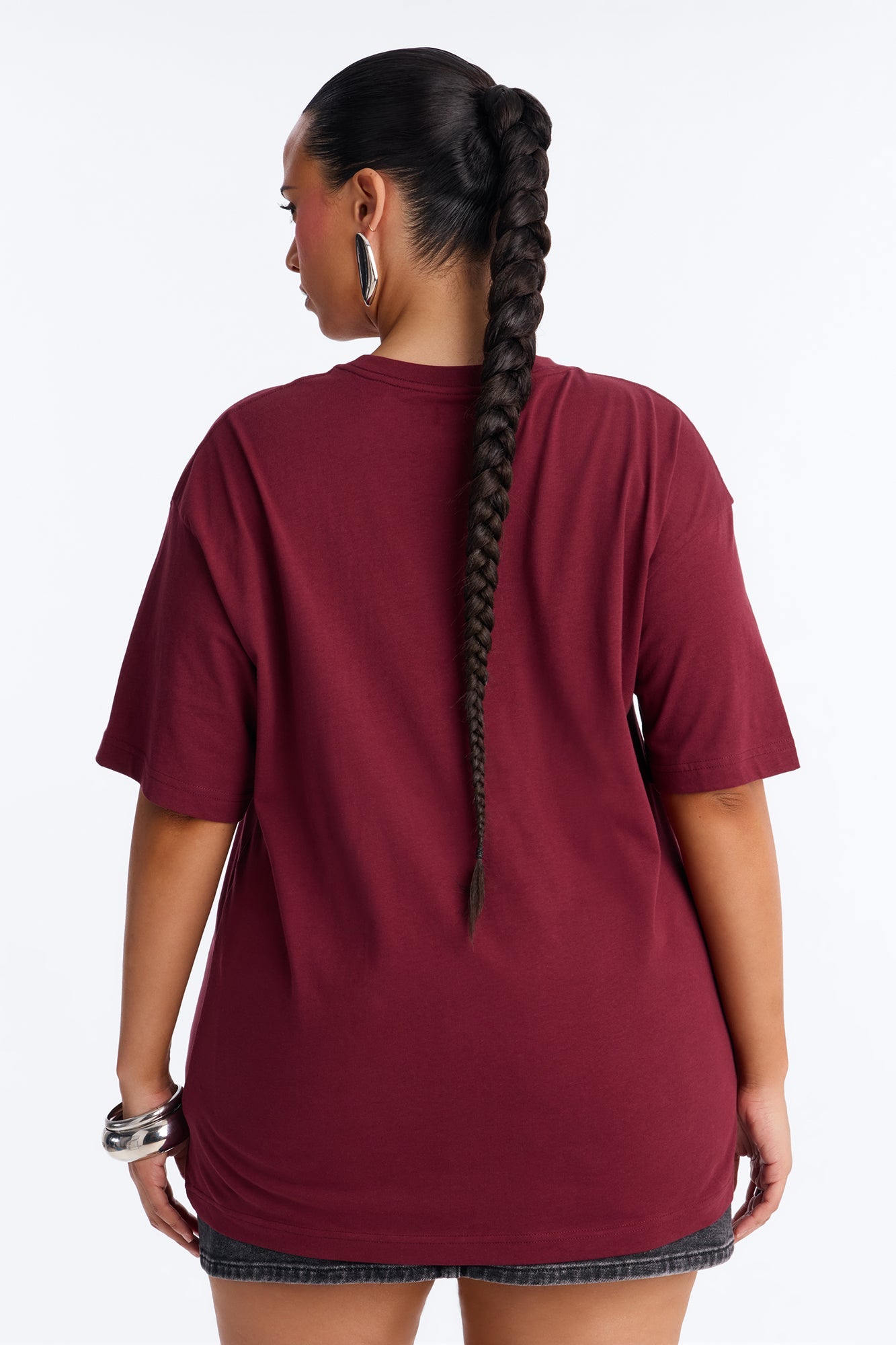 The Oversized Boyfriend Tee - Wine