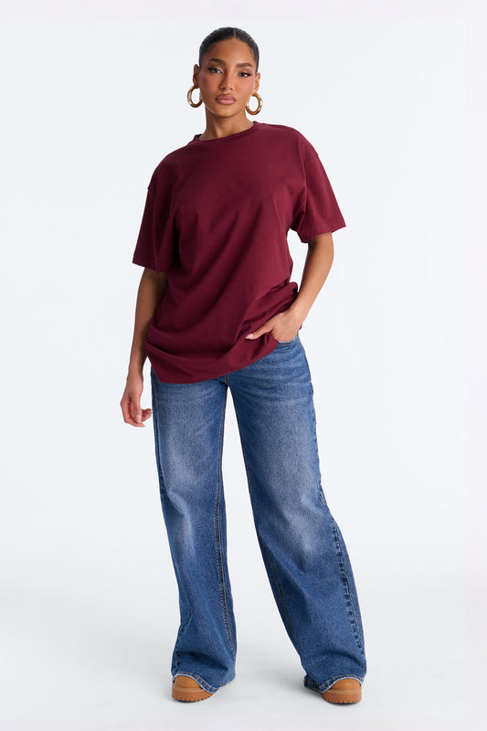 The Oversized Boyfriend Tee - Wine