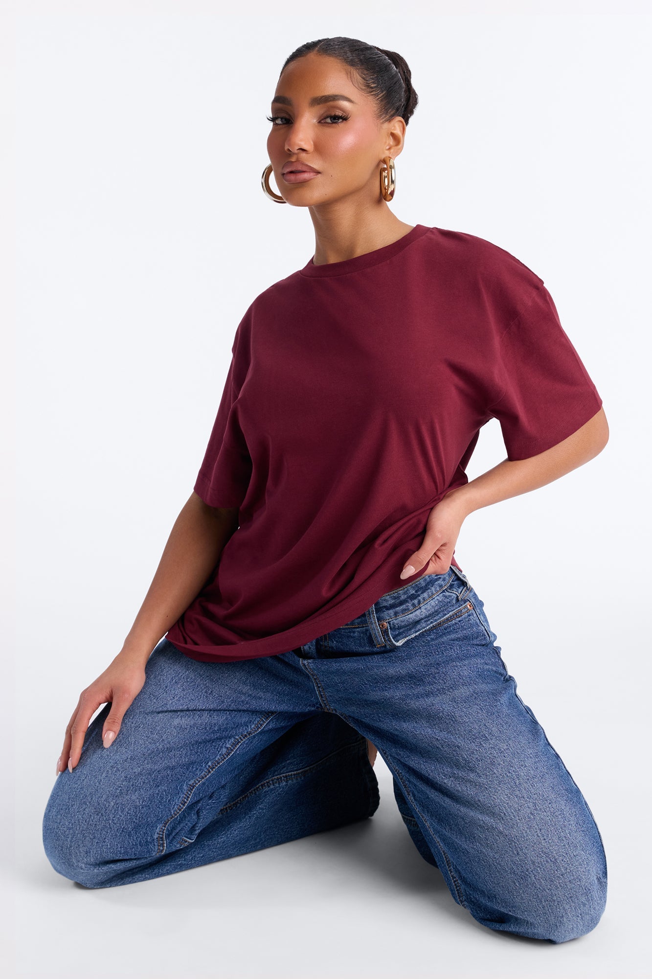 The Oversized Boyfriend Tee - Wine