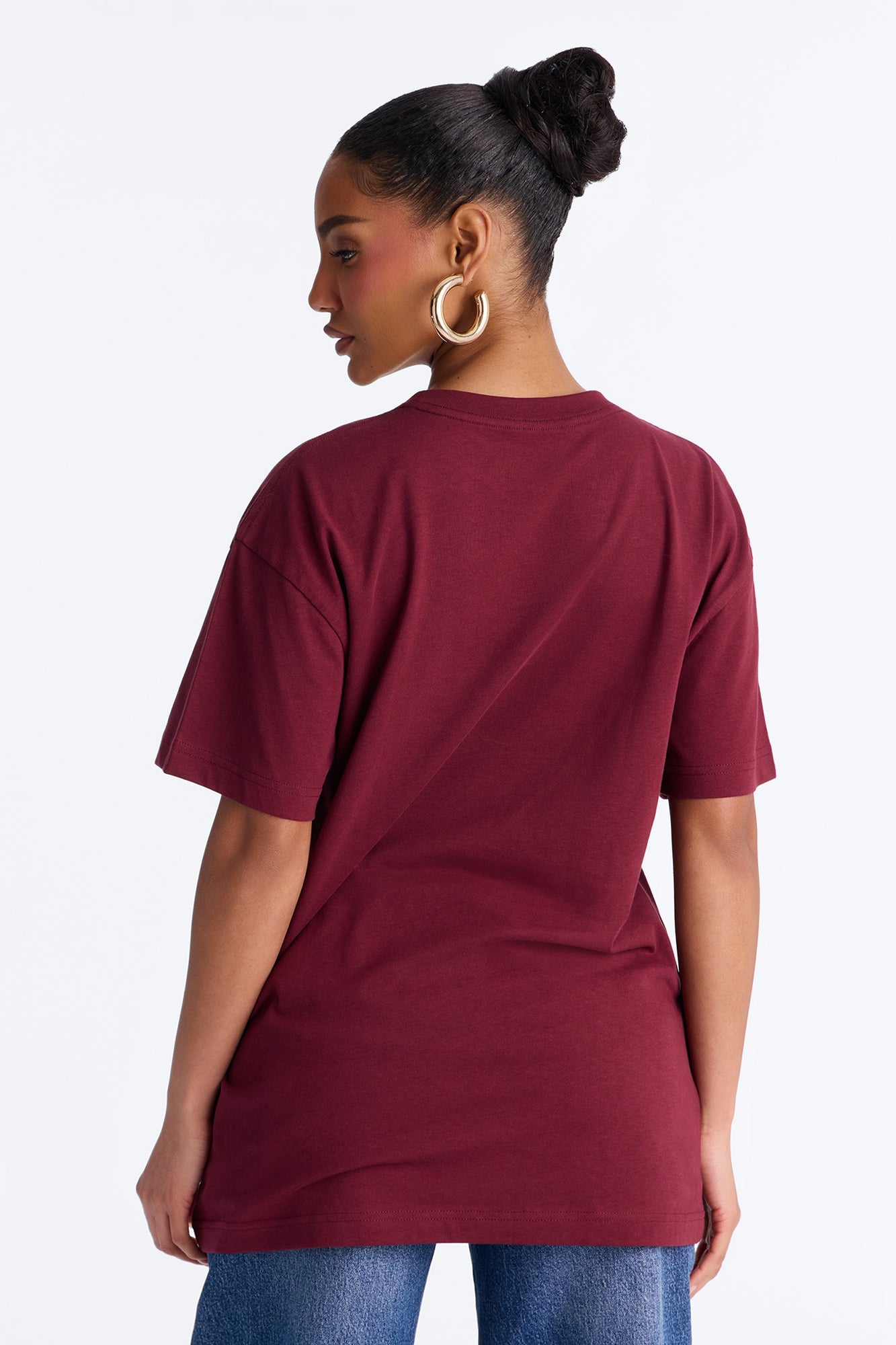 The Oversized Boyfriend Tee - Wine