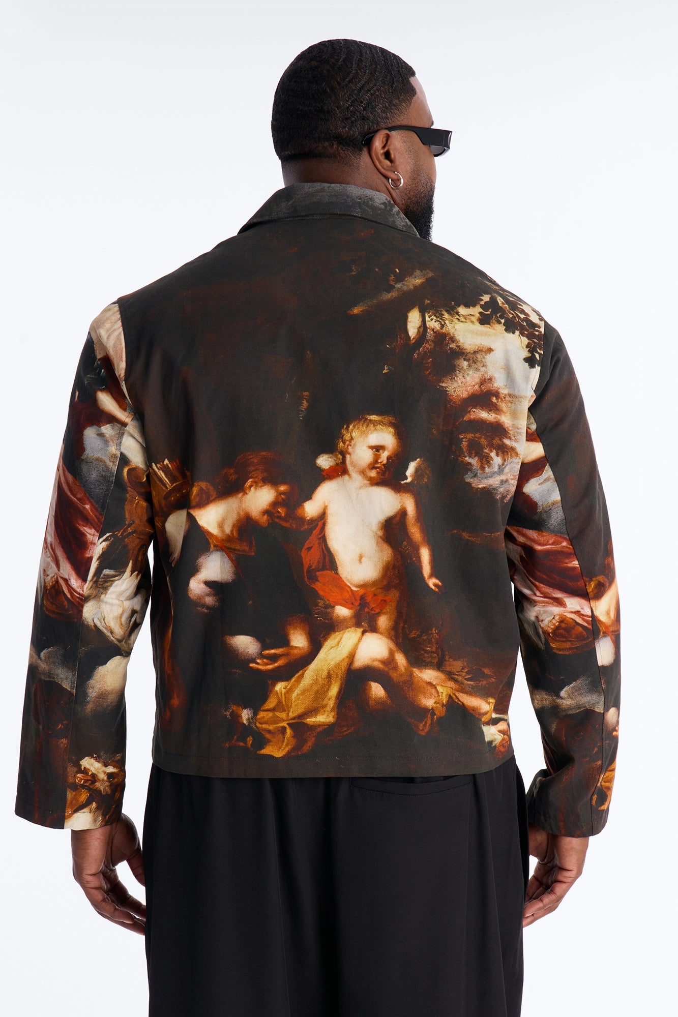Cropped Renaissance Printed Twill Work Jacket - Multi Color