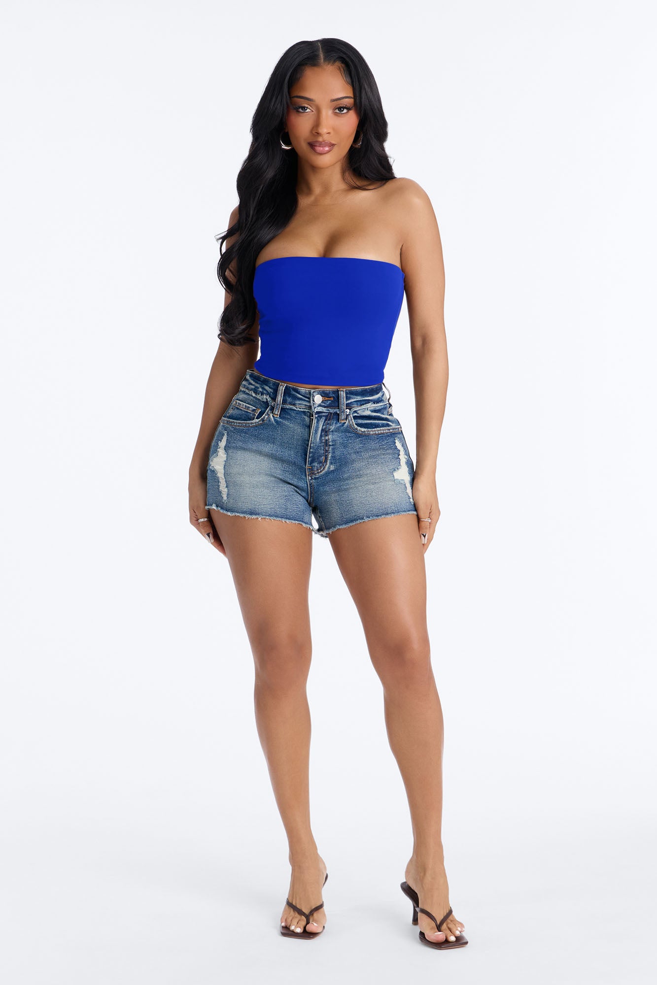 Veronica Double Lined Tube Top - Navy
