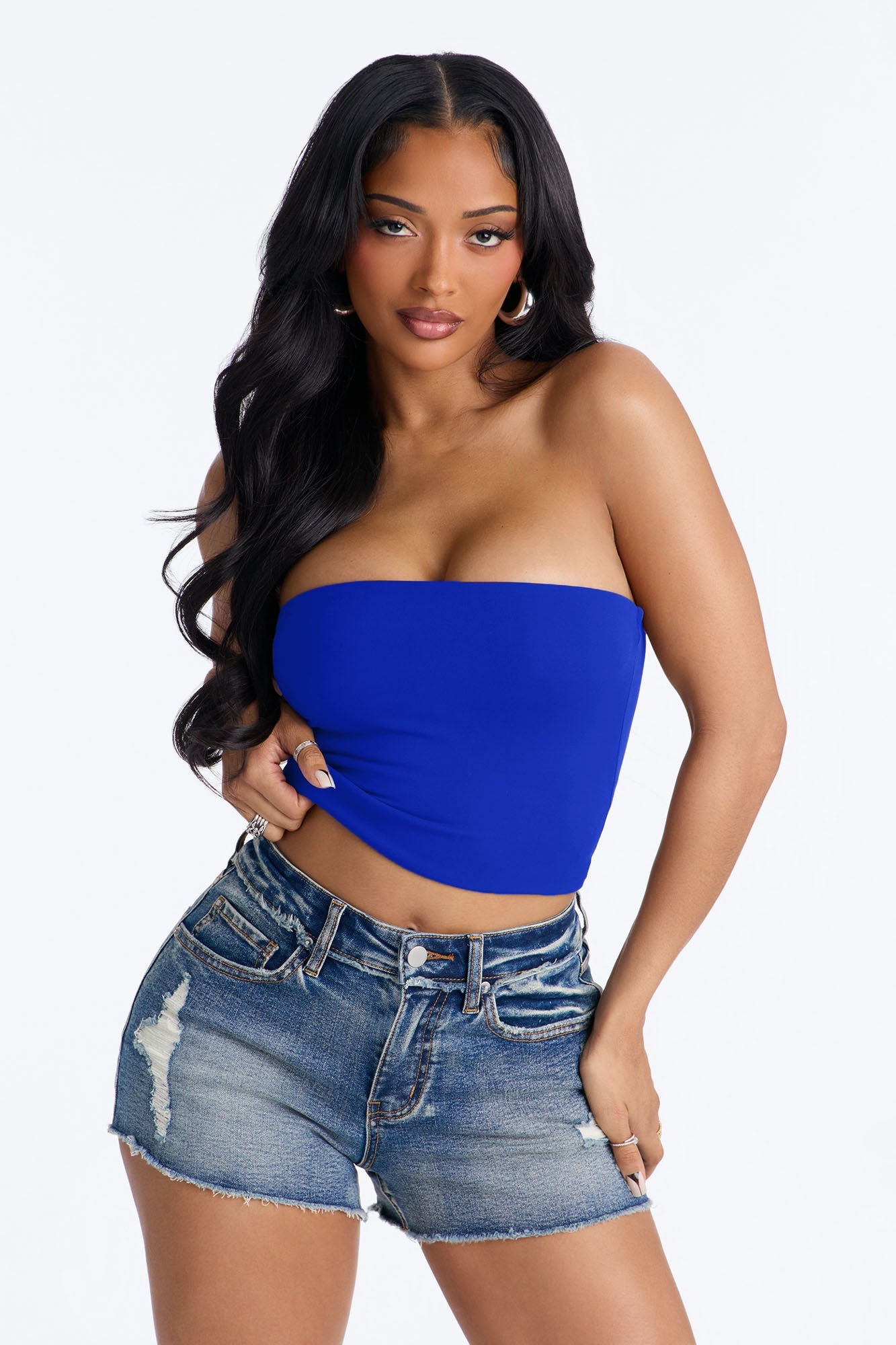 Veronica Double Lined Tube Top - Navy