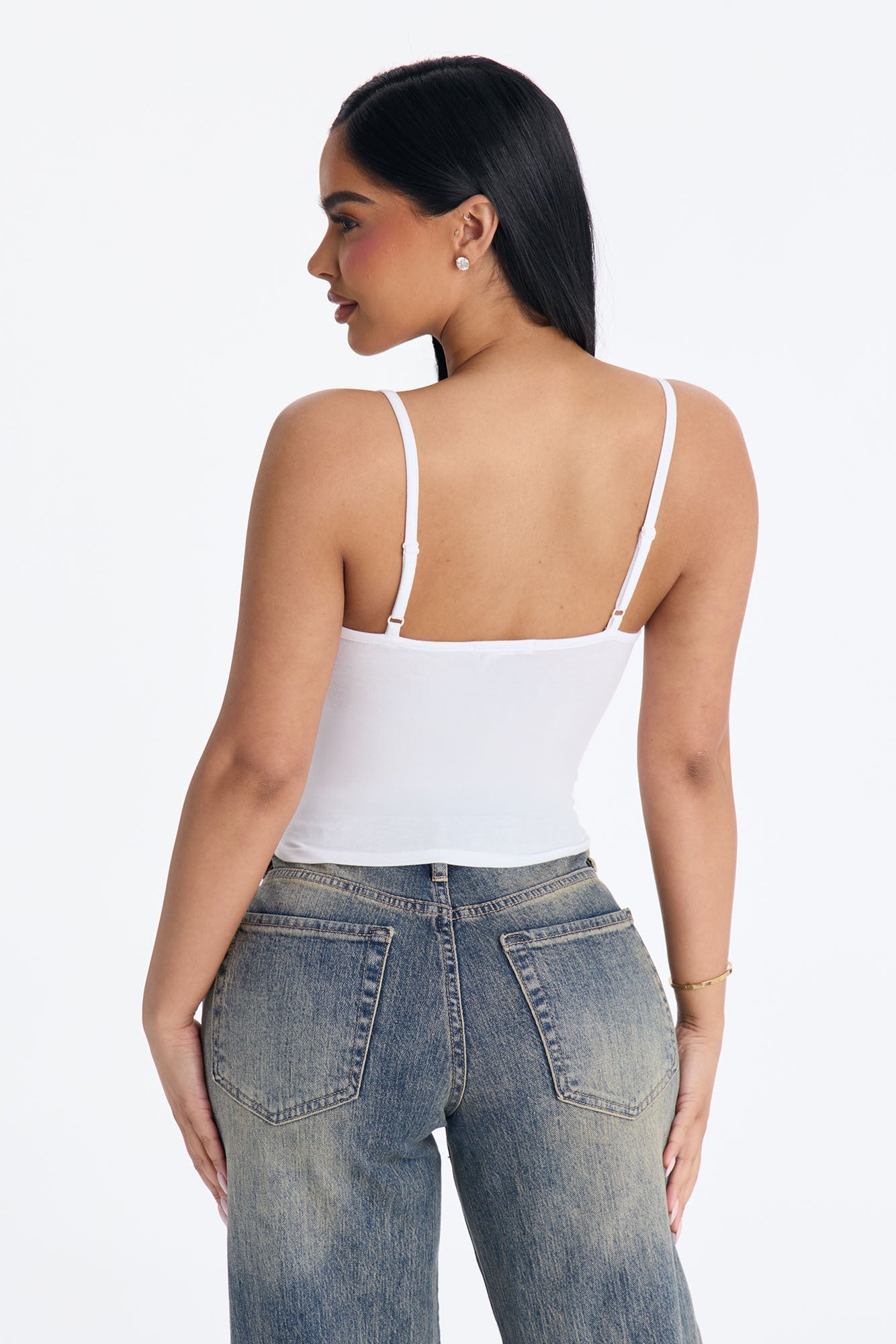 Flora Basic V Neck Cami Top - White