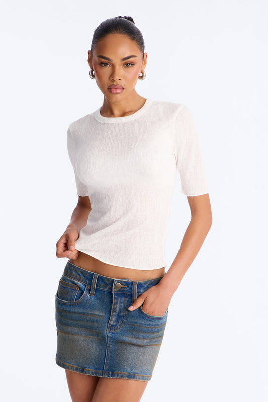Bring You Back Ribbed Baby Tee - Off White
