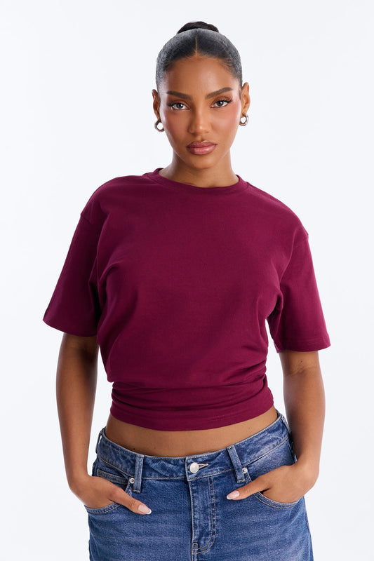 Random Tuesday Oversized T Shirt - Burgundy