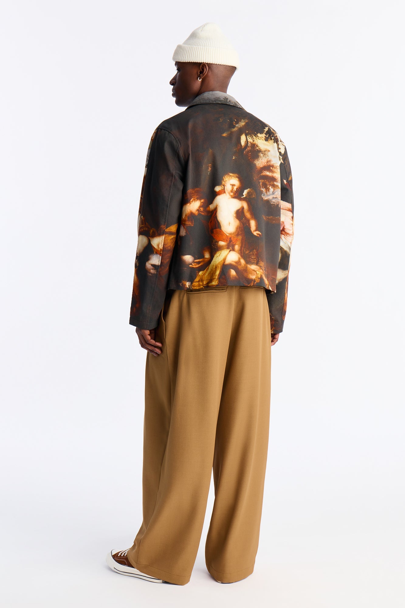 Cropped Renaissance Printed Twill Work Jacket - Multi Color